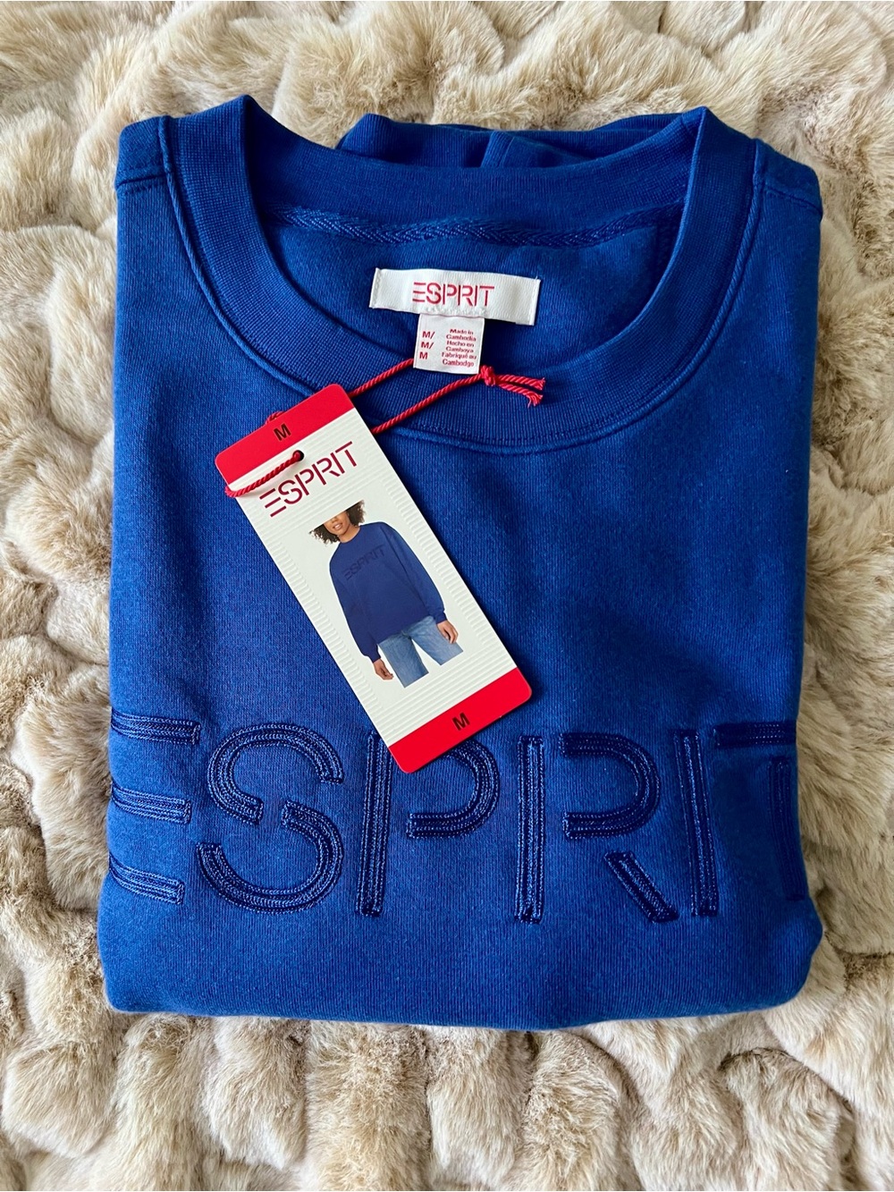 Esprit Blue Embroidered Logo Crewneck Sweatshirt